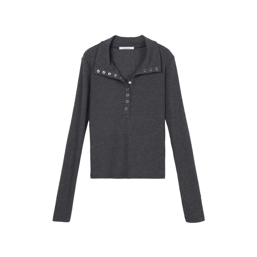 Áo Thun Dệt Kim Mỏng Tay Dài Dáng Ôm Thời Trang Mùa Thu Cho Nữ