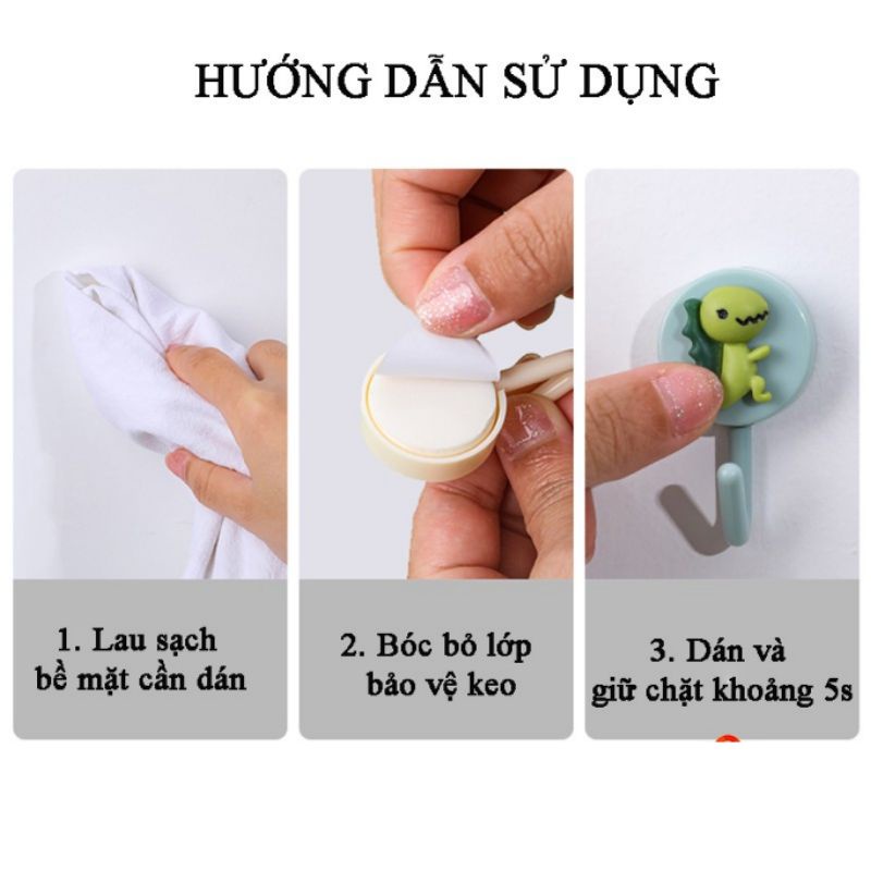 Móc treo đồ dán tường tròn gắn họa tiết hoạt hình dễ thương đáng yêu sáng tạo đa năng tiện lợi siêu dính
