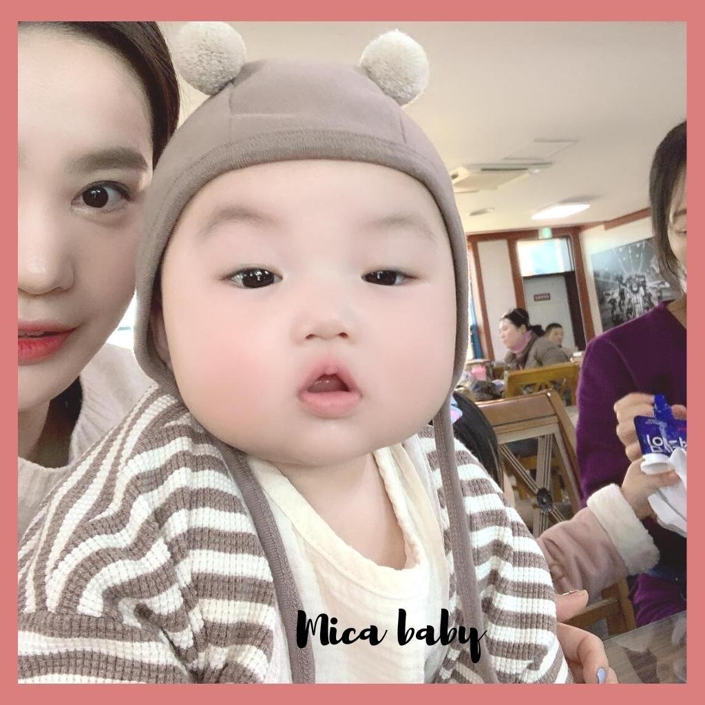 Mũ cotton cục bông cho bé hàng QC từ 0-12 tháng Mica Baby MD160