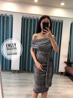 Đầm kim sa lệch vai