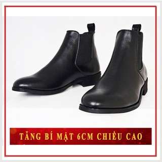Giày Tăng Chiều Cao 6cm - Chelsea Boots Da Xịn Không Nhăn