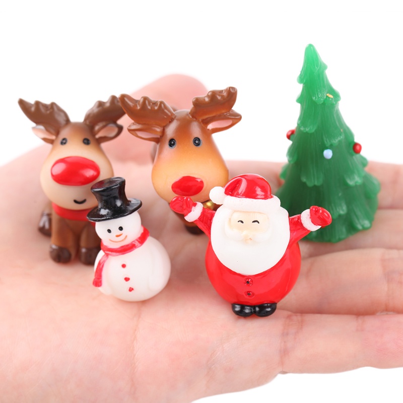 1 Mô Hình Ông Già Noel Tuần Lộc Mini Bằng Nhựa Resin Trang Trí Tiểu Cảnh