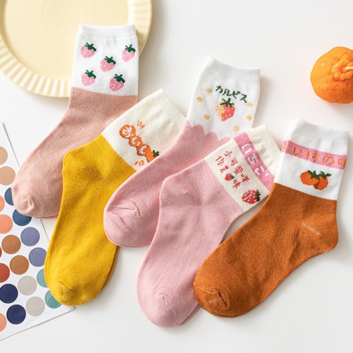 Vớ họa tiết trái cây cổ lửng phong cách Hàn Quốc dễ thương