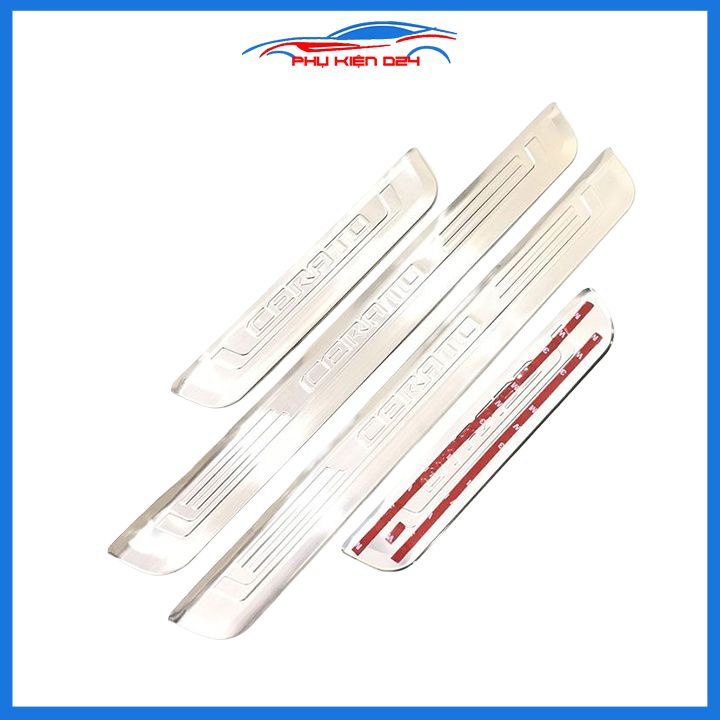Bộ ốp bậc cửa trong ngoài nẹp bước chân Cerato 2019-2020-2021-2022 Inox chống trầy trang trí xe