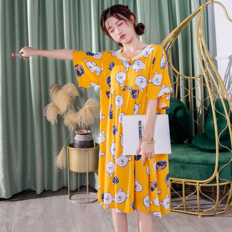 Đầm Ngủ Thun Lạnh Ngắn Tay Thời Trang Hè 200% Cotton