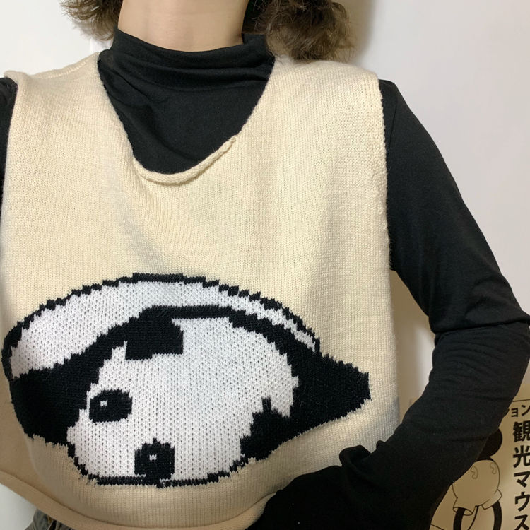Áo Gile Korean New Loose Short Sleeveless V-neck Waistcoat Knitted Vest Female Student
