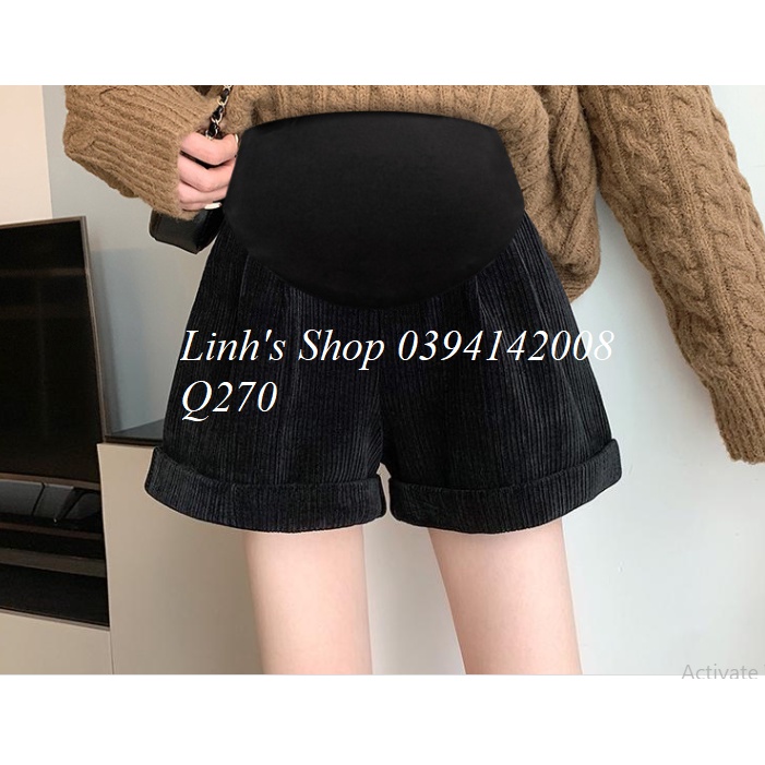 Quần Đùi Bầu Da Quần Sooc Bầu Dạ Nhung Q270