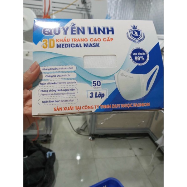 [SET 50 cái] khẩu trang 3D QUYỀN LINH MASK 3 lớp kháng khuẩn hàng công ty chính hãng