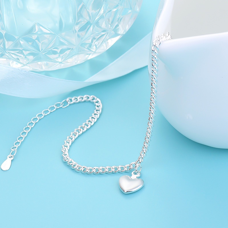 Bộ lắc chân lắc tay trái tim bạc S925 - LTC37