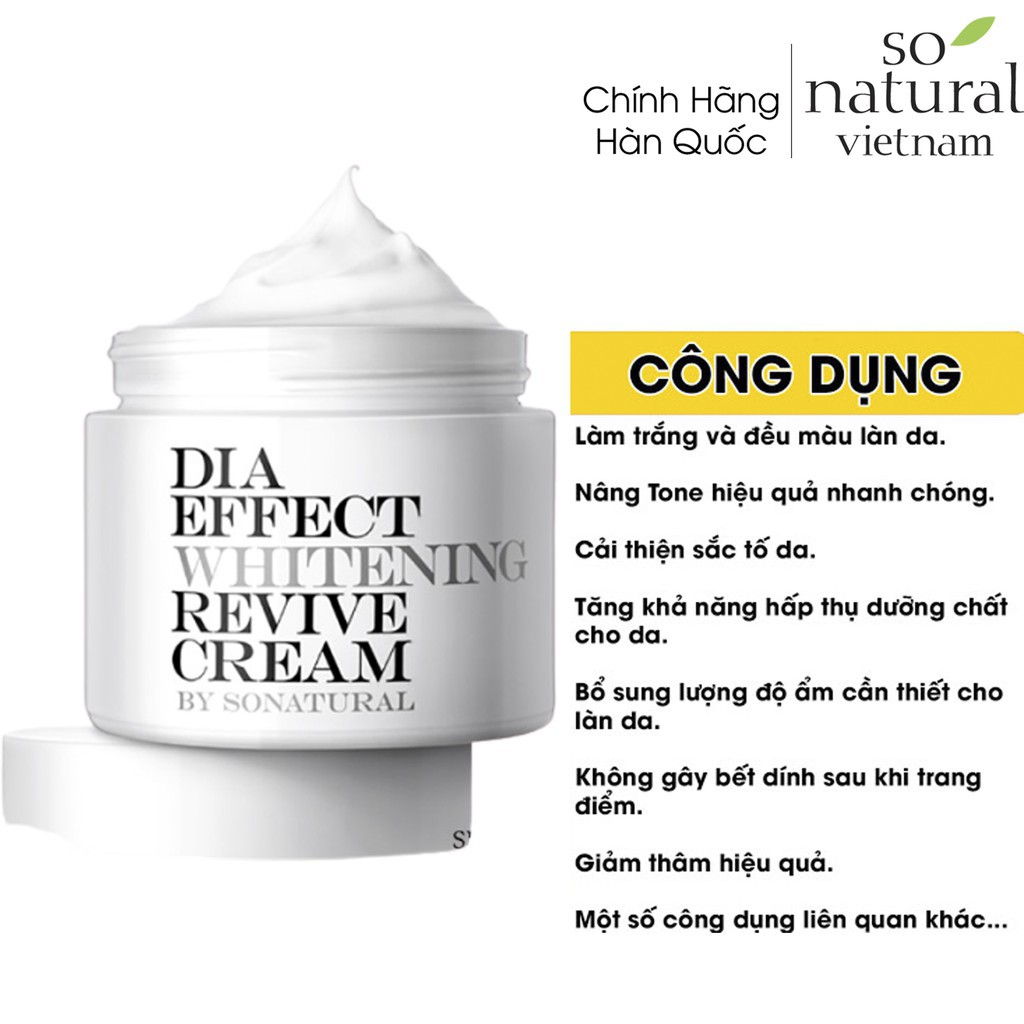 Kem Dưỡng Da Nâng Tone Ngày Đêm Dia Effect Whitening Revive Cream So Natural Hàn Quốc l Nhập Khẩu Chính Hãng Hàn Quốc