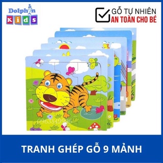 Đồ chơi xếp hình lắp ráp tranh ghép gỗ 9 mảnh nhiều hình ngộ nghĩnh size to 15*15cm cho bé (giao ngẫu nhiên không trùng)