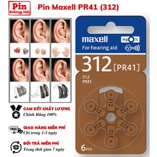 Pin trợ thính 312 maxell pr41 1 vỉ 6 viên. pin trợ thính 41 dùng cho thiết bị máy hỗ trợ nghe, thiết bị y tế,....