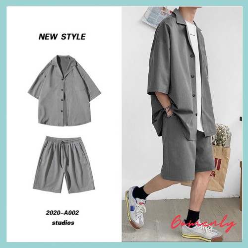 SET Blazer Quần Short nam phong cách Hàn Quốc, Tay lỡ Form Dáng Rộng Mùa Hè Thu 2021-Unisex Loại 1- Blazer Quần Short MS | BigBuy360 - bigbuy360.vn