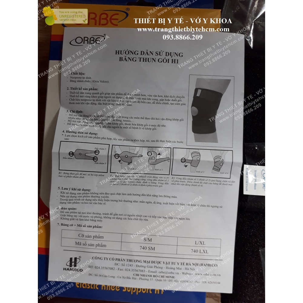 Băng thun hỗ trợ gối H1 Orbe
