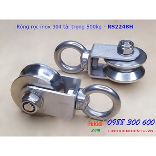 Ròng rọc inox 304 bánh xe bi 22x48mm dài 107mm tải trọng 500kg - RS2248MU, RS2248MV