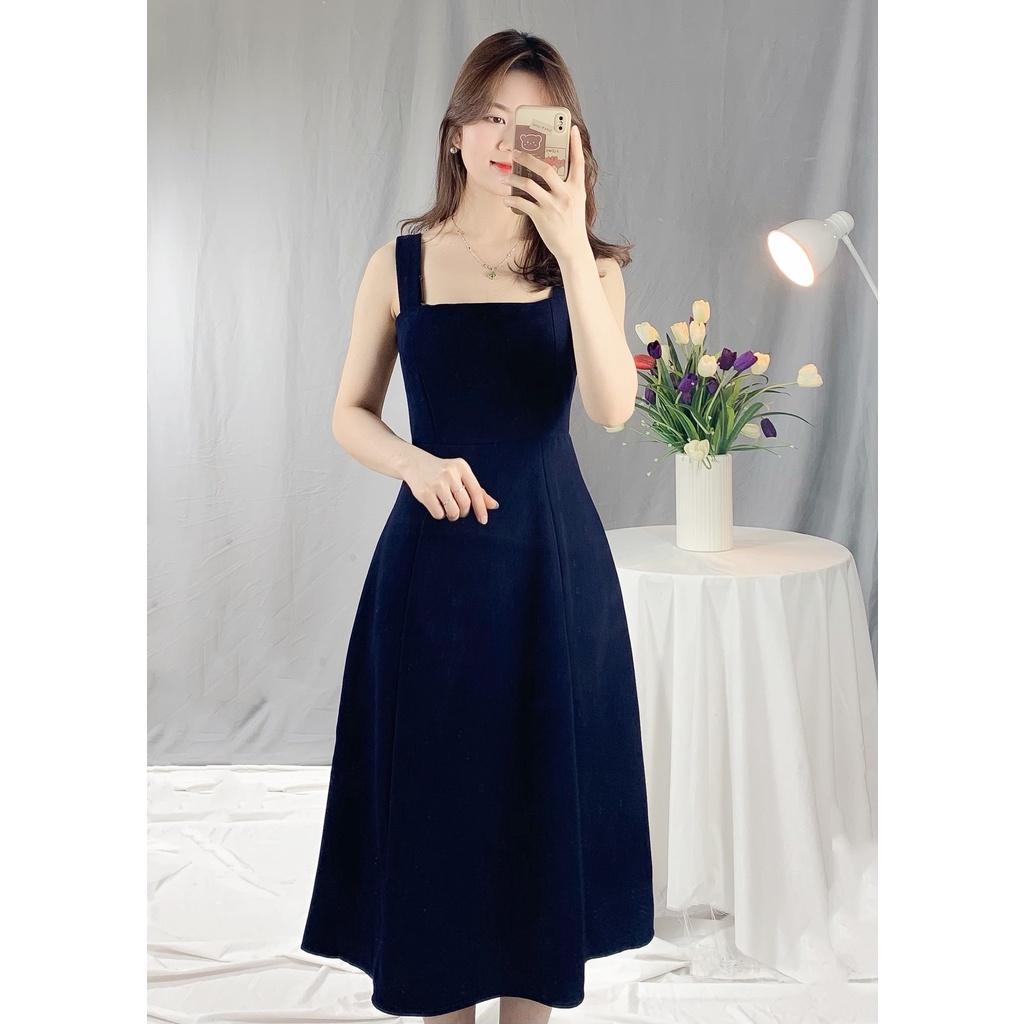 Váy đầm 2 dây bản to cúp ngực chất đẹp có đệm