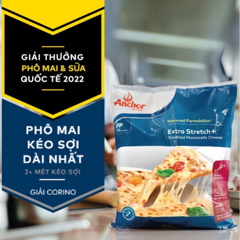 Phô Mai Mozzarella Anchor Bào Sợi - Nguyên túi 2KG - DATE MỚI 2024