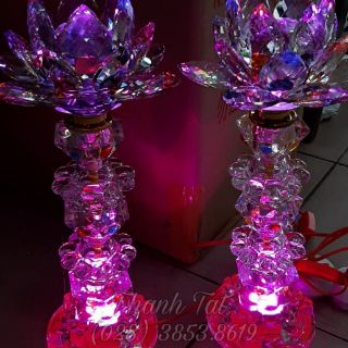 Bộ Đèn Thờ Sen Pha Lê Mà:0443
