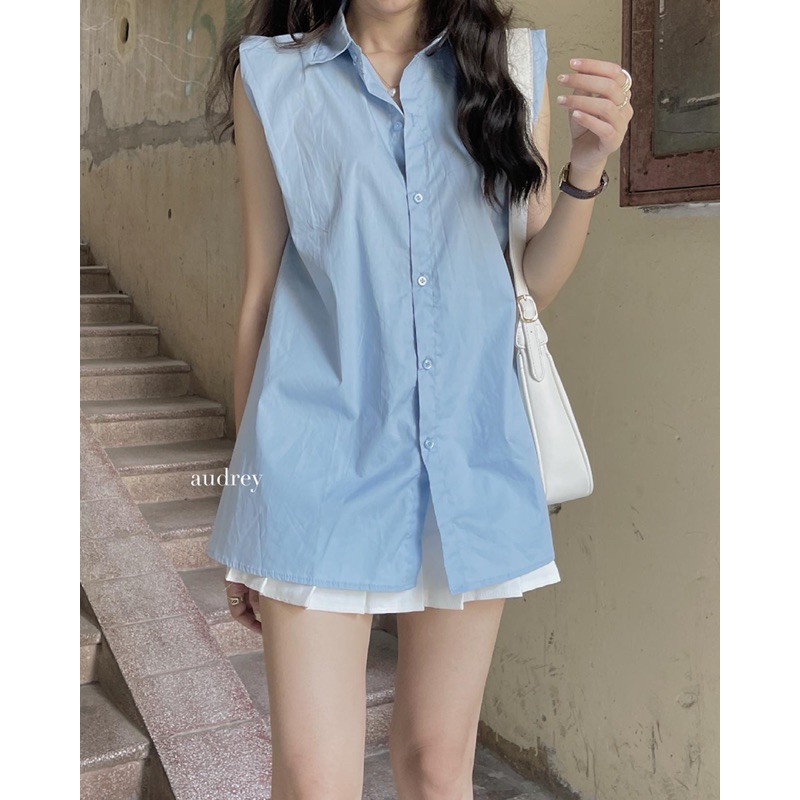 [Mã SKAMA8 giảm 8% đơn 300K] áo somi sát nách vai vuông 351