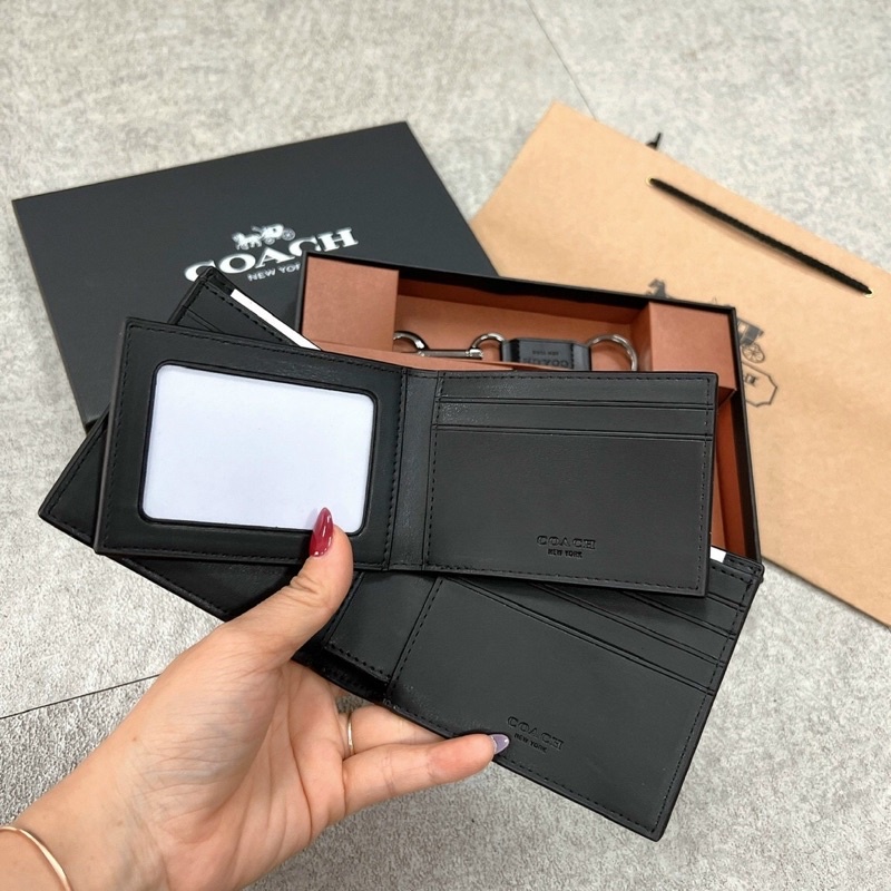 Sét ví da nam siêu đẹp Coach kèm 1 ví card và 1 móc khoá
