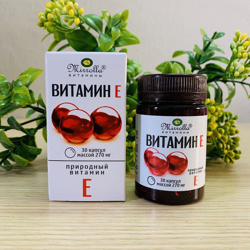 Vitamin e đỏ Nga, vitamin e MIRROLLA làm đẹp da, sáng da, giúp da căng bóng, chống lão hóa, hàm lượng 270mg và 400mg