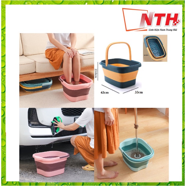 Chậu ngâm chân massage gấp gọn có quai cầm