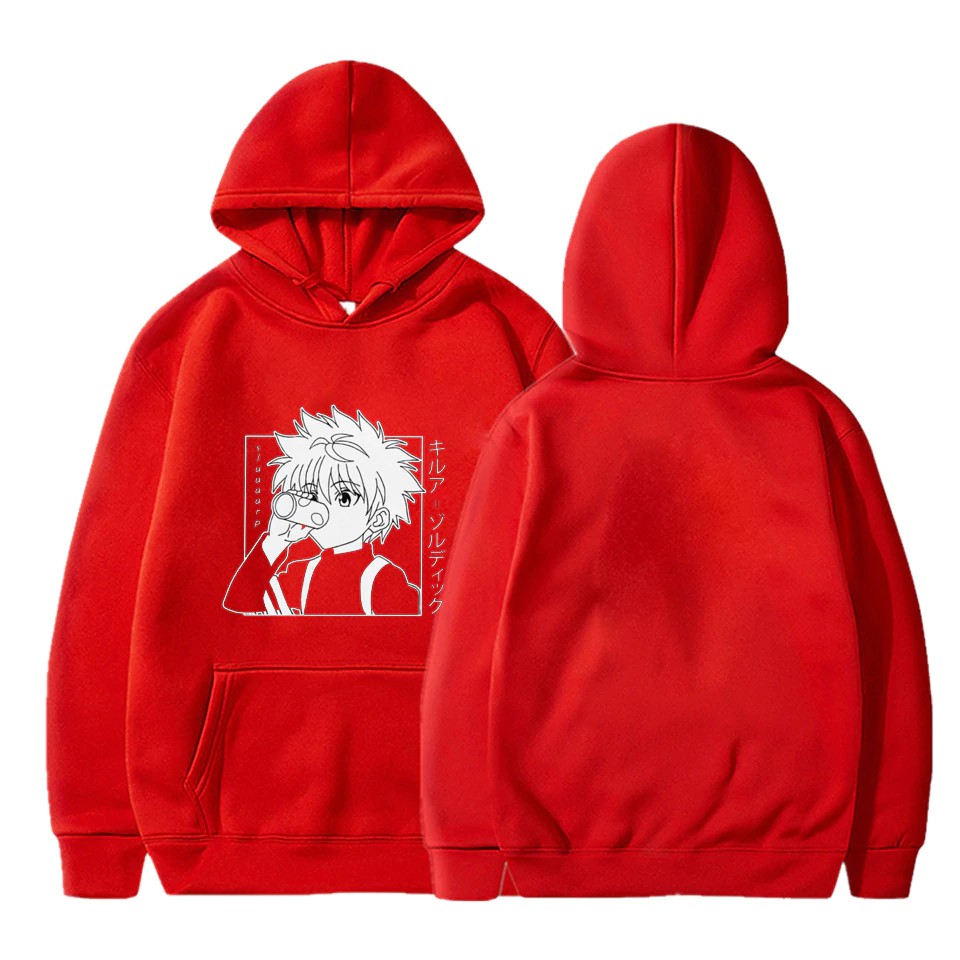 Kawaii Hunter Hunter Hoodies Men Short Sleeve Sweatshirt Killua Zoldyck Anime Manga Black Hoodies Bluzy Tops Clothes