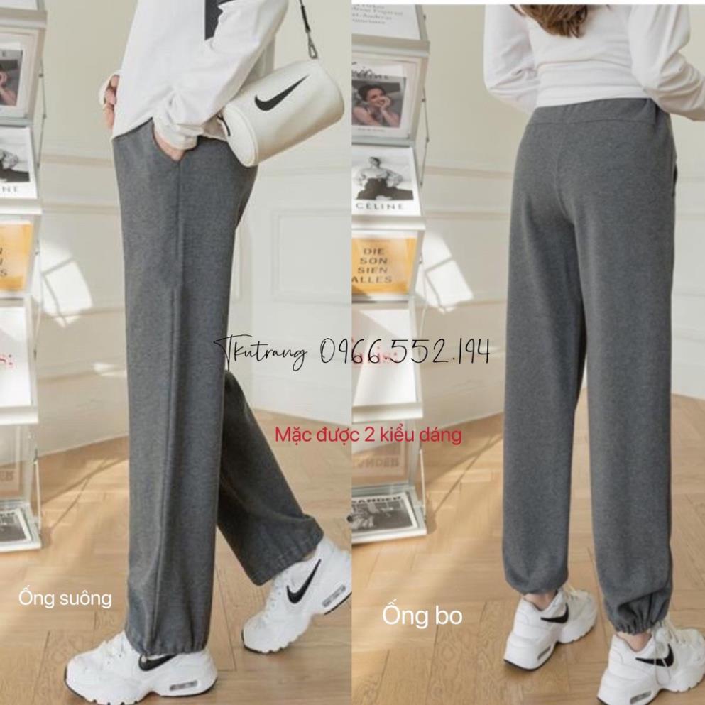 Quần Bầu Jogger bo chun gấu mặc được 2 kiểu dáng,chất cotton dệt tổ ong co dãn có chun chỉnh mặc cả thai kì