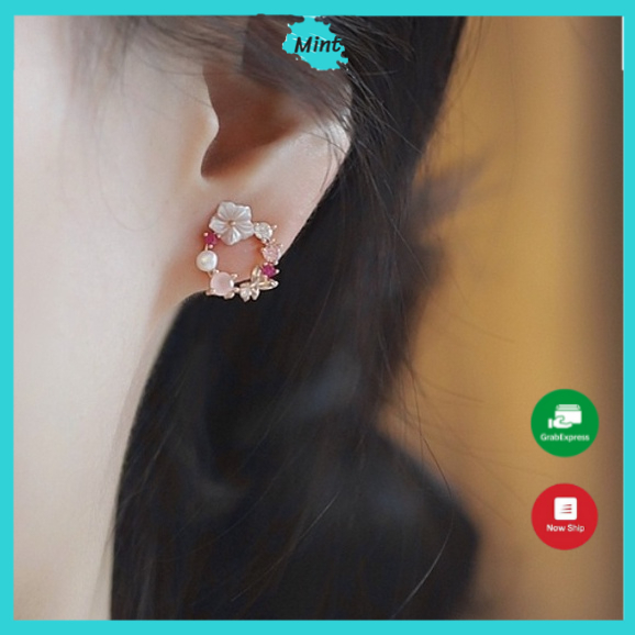 Bông Tai Nữ ❤️KHÔNG GÂY DỊ ỨNG❤️ Khuyên Tai Tròn Chuôi Bạc S925 Kiểu Mới Thanh Lịch Phong Cách Hàn Quốc