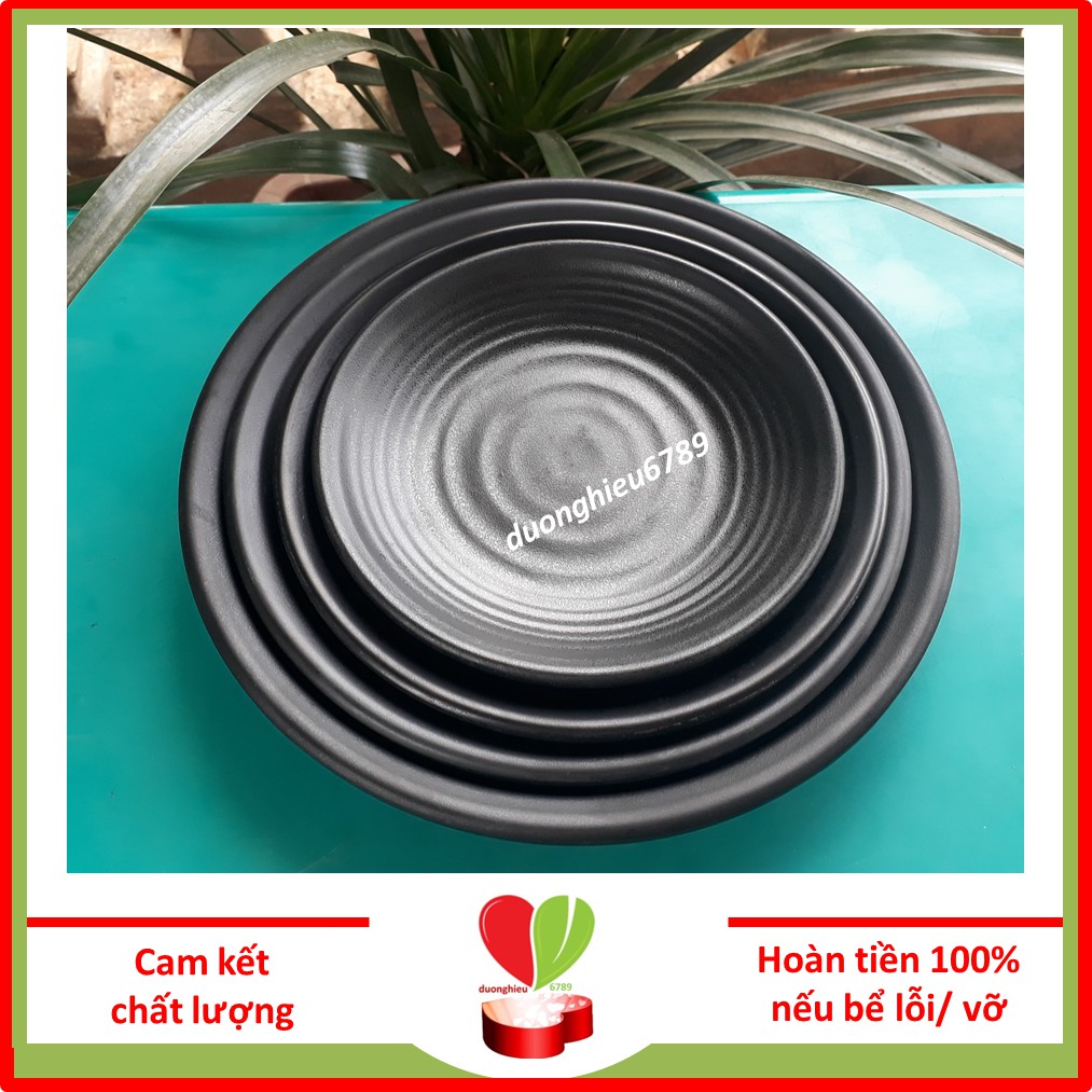 [100% Melamine] Đĩa Nhựa Phíp Tròn, Dĩa Melamine Dáng Tròn LJP Màu Đen Sang Trọng -  Duonghieu6789