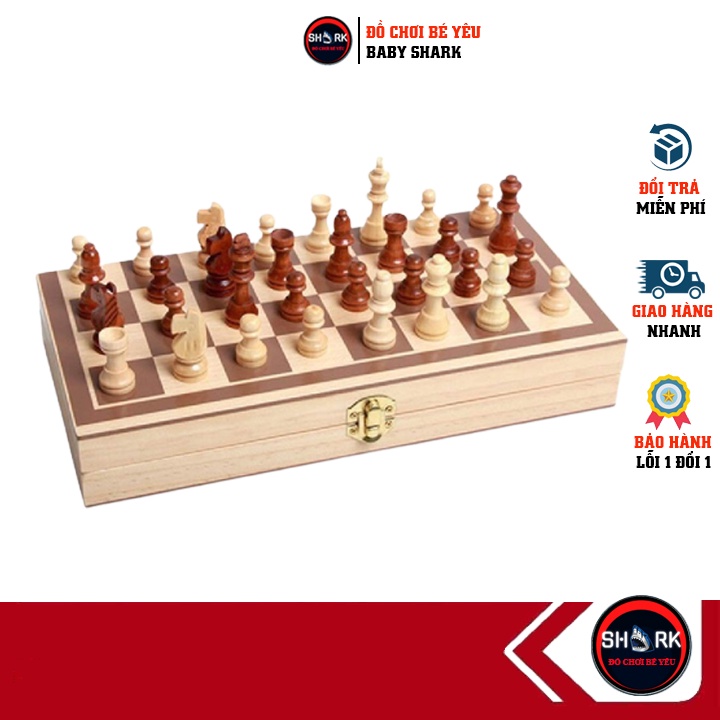 Bàn cờ vua bằng gỗ sang trọng gọn nhẹ 29x28cm - Đồ chơi thông minh cho bé