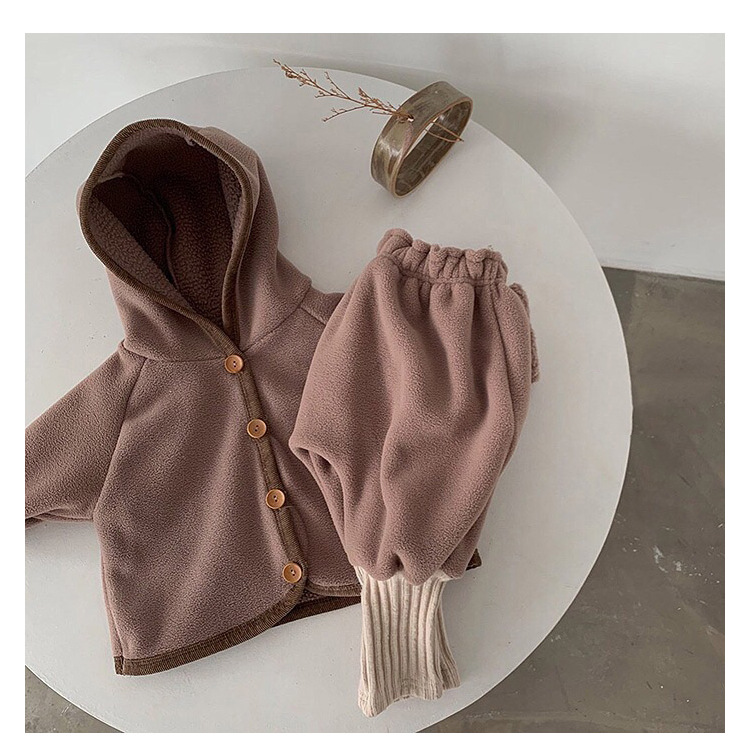 Bộ Áo Khoác Hoodie Dày Và Quần Theo Phong Cách Mùa Đông 2020 Dành Cho Bé