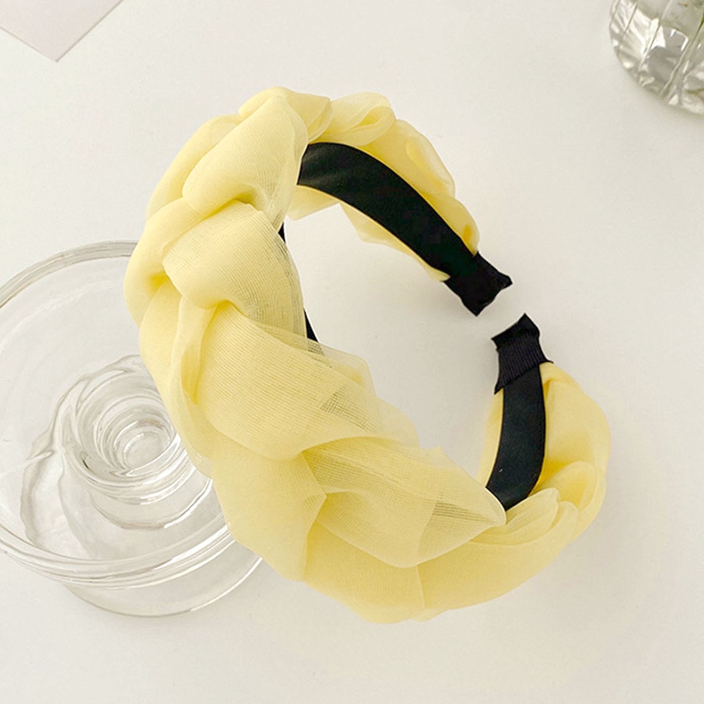 Băng Đô Cài Tóc Sợi Lưới Bện Màu Trơn Chống Trượt Phong Cách Hàn Quốc