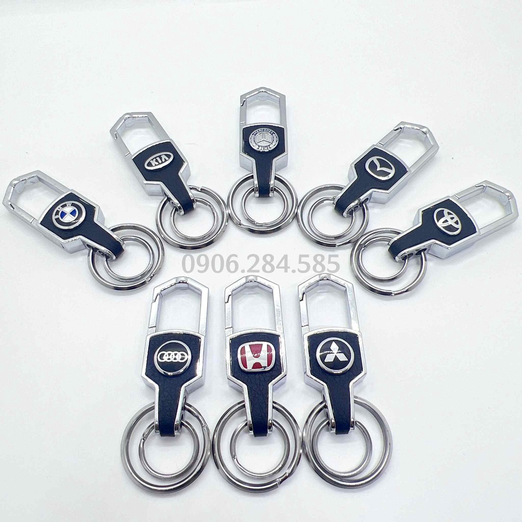Móc treo chìa khóa xe trang trí MK01 chất liệu hợp kim bọc da gắn logo các hãng xe Toyota,Ford,Mazda,Kia...