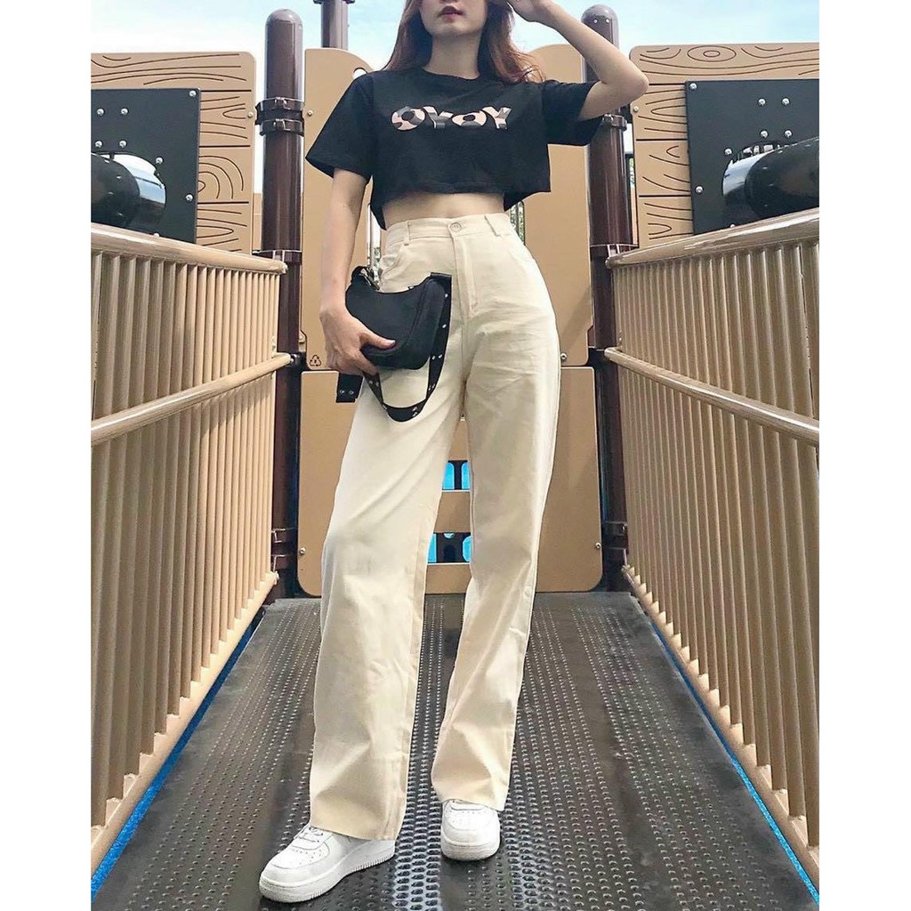 Quần baggy kaki trơn ống to 002 _CHIBEST_QKT002