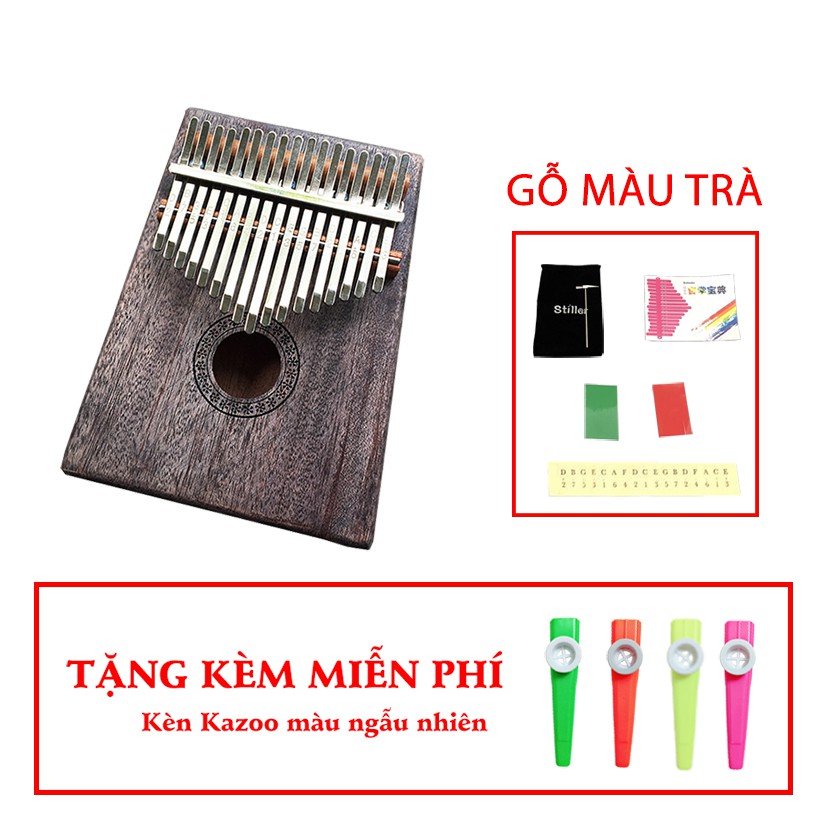 ( RẺ SỐC ) Đàn Kalimba 17 phím Stiller Gỗ Màu Trà Tặng kèm kèn Dream Walker Limited Edition - HÀNG CÓ SẴN