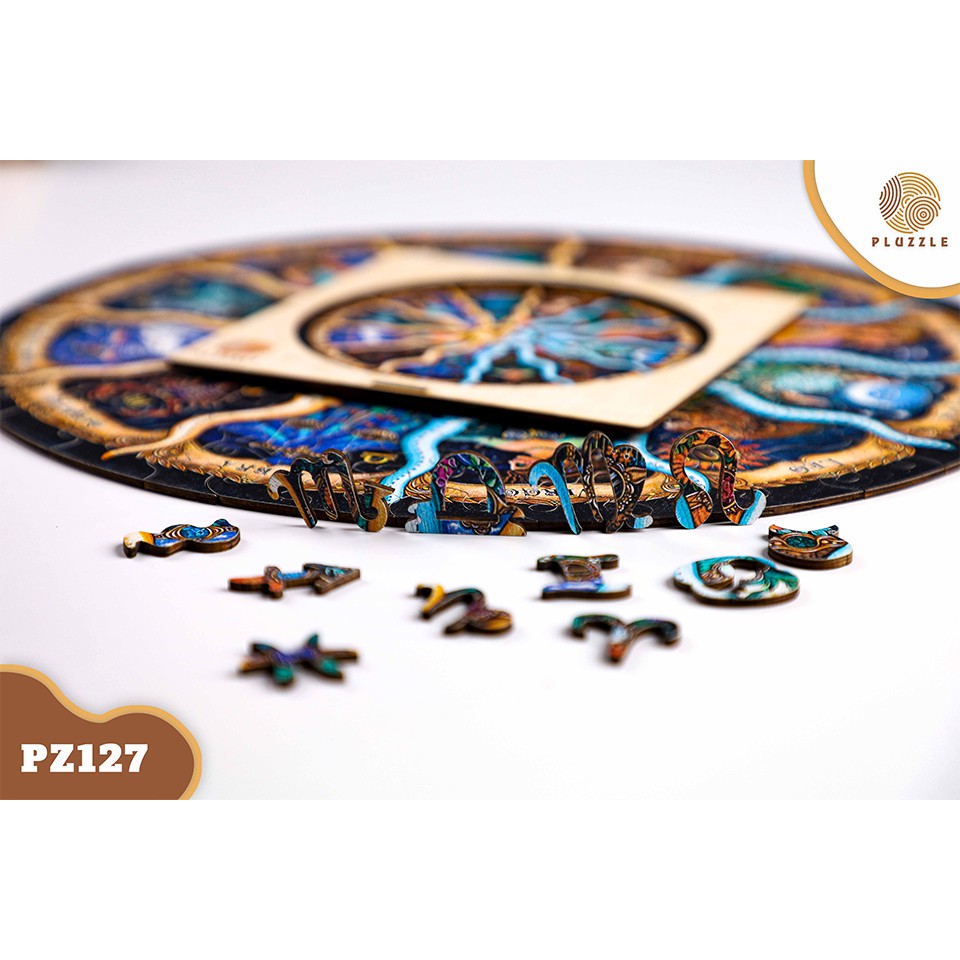 PLUZZLE Bộ xếp hình gỗ đồ chơi puzzle ghép hình 12 Cung Hoàng Đạo – PZ127