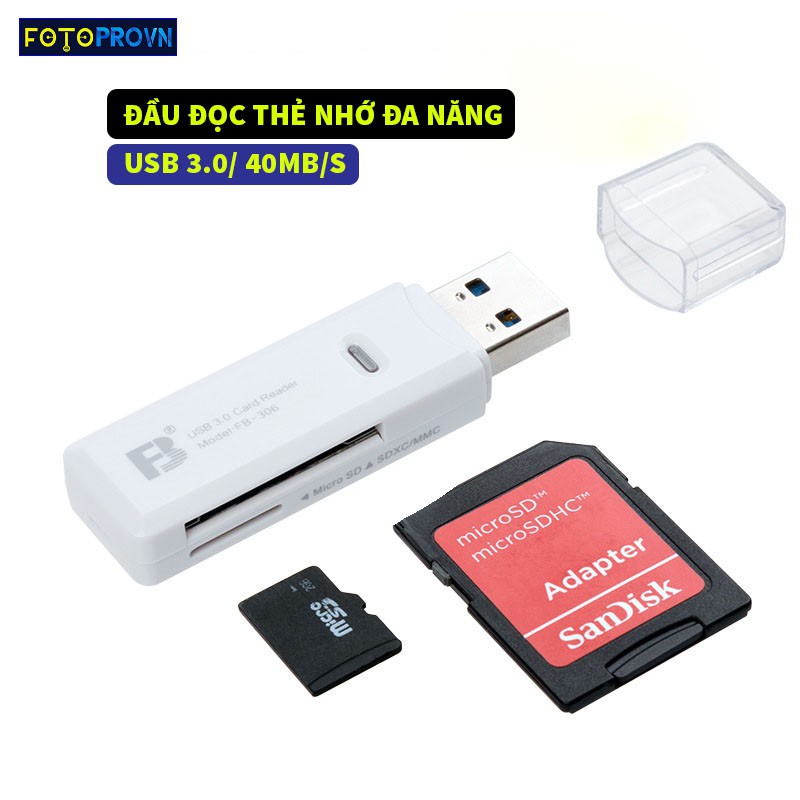 Đầu đọc thẻ nhớ 2in1 sử dụng cho thẻ SDXC/MMC và Micro SD cổng USB 3.0 giá tốt cam kết chính hãng