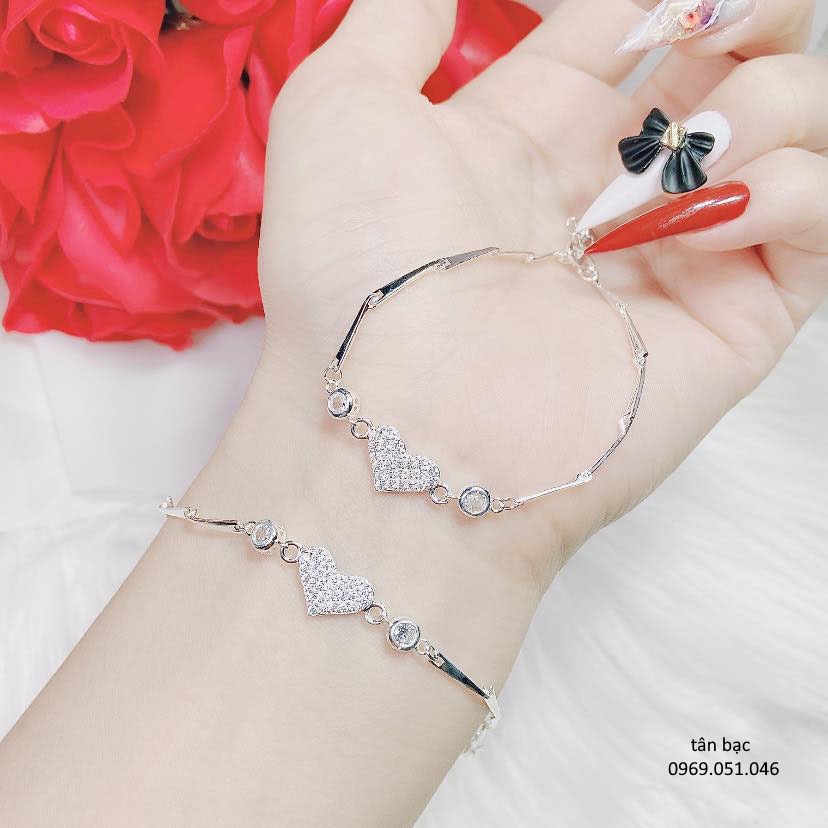 lắc tay nữ , bạc cao cấp 925 , lắc tay tim - trang sức tân bạc