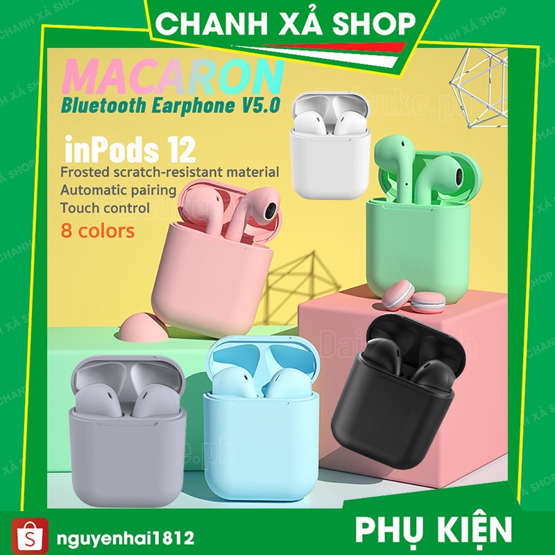 Tai Nghe i12 Bluetooth i12 Inpods TWS 5.0 Không Dây Có Mic Nghe Nhạc Cực Hay - Cảm ứng vân tay