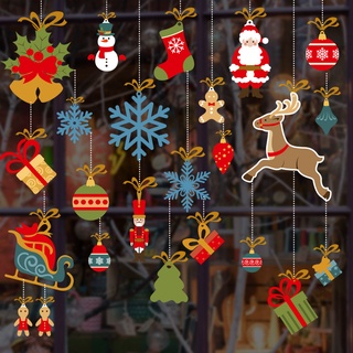Tranh decal dán kính trang trí cây thông giáng sinh merry christmas 06 beesir