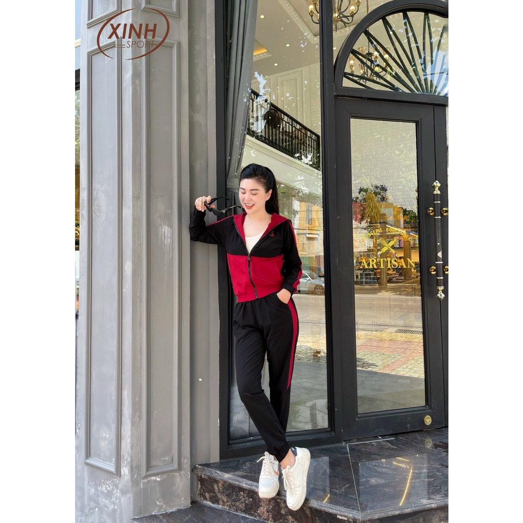 Bộ thể thao nữ Xinh Fashion Home Wear quần dài tay dài chất gió đẹp,phong cách trẻ trung,cá tính X609