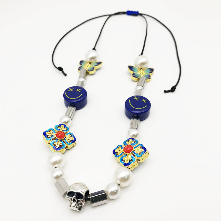 Dây Chuyền Ngọc Trai Mặt Bướm Mặt Cười Phong Cách Hip Hop Unisex 22867