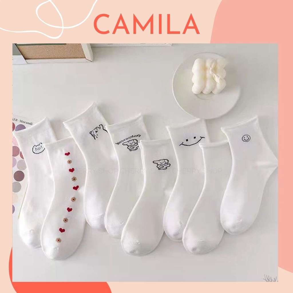 Tất nữ trắng cổ cao Hàn Quốc vớ nữ cute CAMILA T16
