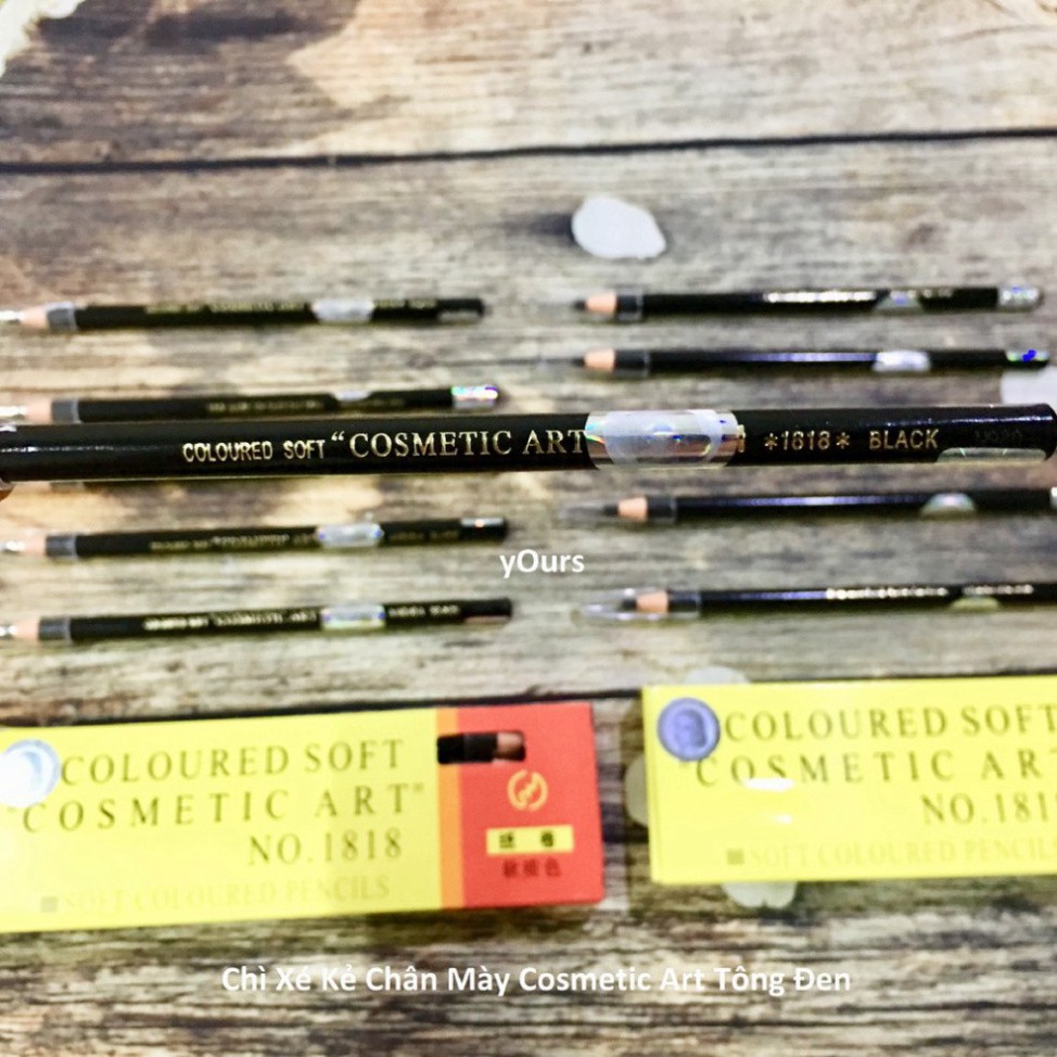 [1 Cây Đen] Chì Xé Kẻ Chân Mày Cosmetic Art Eyebrow Pencil Màu Đen 2 Tem 1818 No.1 - Chì Kẻ Mày Cosmetic Art Màu Đen D52