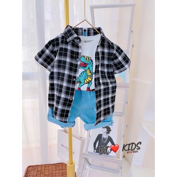 Set bộ bé trai❤️Set áo sơ mi kèm quần cho bé trai