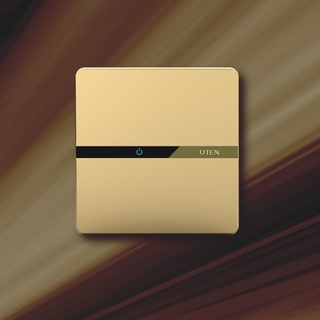 Công tắc ổ cắm UTEN Q7 màu vàng có đèn LED mặt vuông
