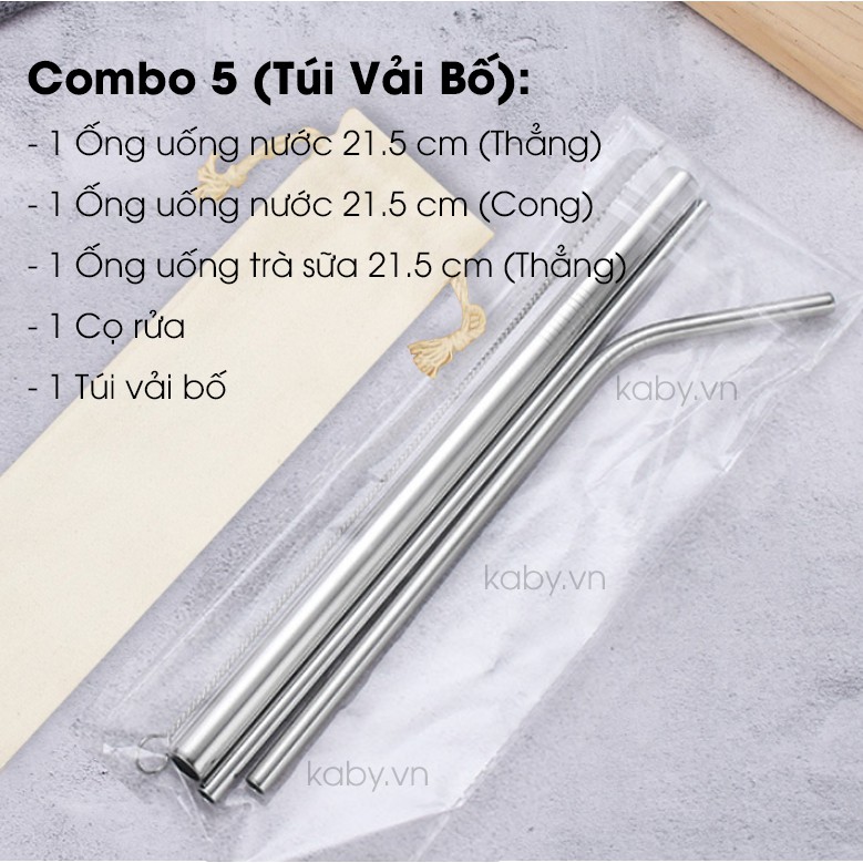 Ống Hút Inox 304 (Ngắn, Dài, Lẻ, Ống Hút Trân Châu To, Túi Nhung, Vải Bố, Hộp Đựng, Cọ Rửa)