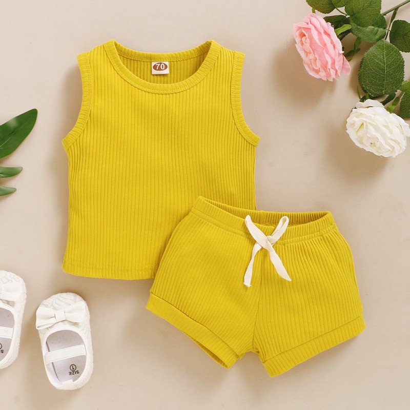 Bộ Áo Sát Nách In Chữ + Quần Short Cho Bé