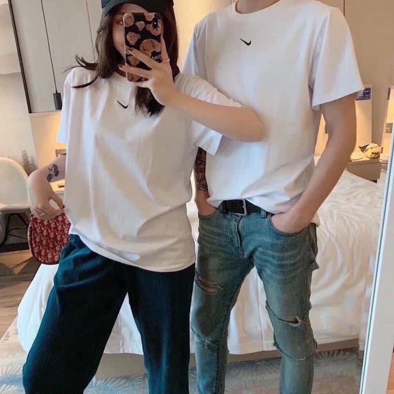 Áo thun Nike vải cotton thoáng mát logo thêu tick phẩy, áo phông nam nữ unisex form rộng tay lỡ phong cách ulzzang